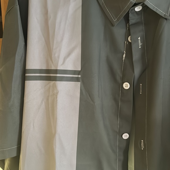 Plus Size Lapel Mens Hawaiian Shirt Block Color Button Down Shirts, - Picture 4 of 6